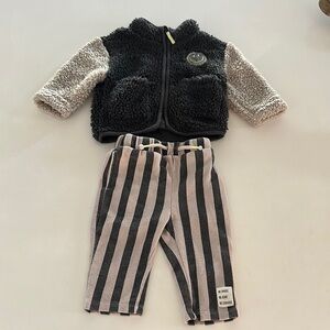 Grayson Mini Sherpa Jacket with Striped Pants